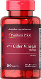 Puritan's Pride Apple Cider Vinegar 480mg Tablets - 200 Count Vegetarian Supplement for Digestion