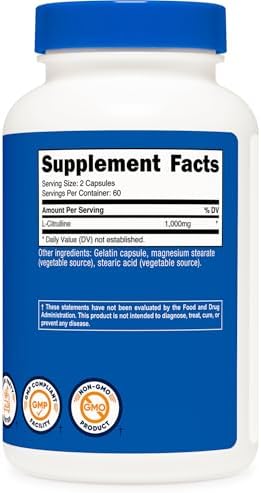 Nutricost L-Citrulline 500mg - 120 Capsules - Muscle Support & Endurance
