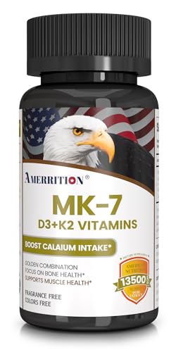 Amerrition VD3K2 - D3 and K2 Complex for Bone & Heart Health - 60 Servings