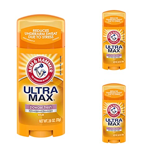 ARM & HAMMER Deodorant Ultra Powder Fresh - 2.6oz Solid (3 Pack) - Long-Lasting Odor Protection