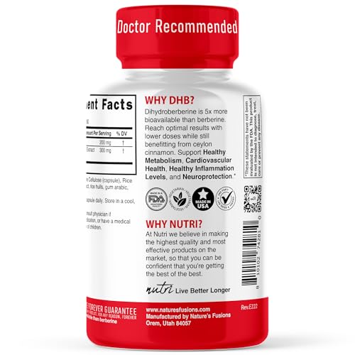 Dihydroberberine with Ceylon Cinnamon Supplement, 200mg per Capsule, 60 Capsules - 5X More Effective