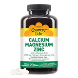Country Life Calcium Magnesium Zinc - 250 Tablets for Bone & Immune Health