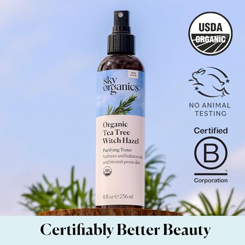 Sky Organics Tea Tree & Witch Hazel Facial Toner - Purifying & Balancing (8 fl Oz)