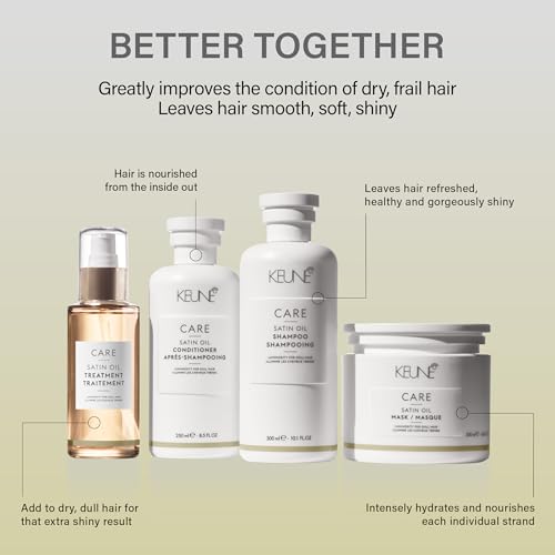 Keune Care Satin Oil Treatment - Lightweight Moisturizing Oil for All Hair Types, 3.2 Fl Oz