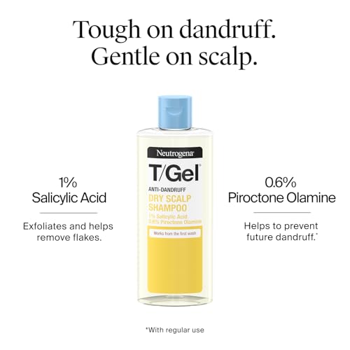 Neutrogena T/Gel Anti-Dandruff Shampoo for Dry Hair - 250ml - Salicylic Acid Formula for Hair Repair