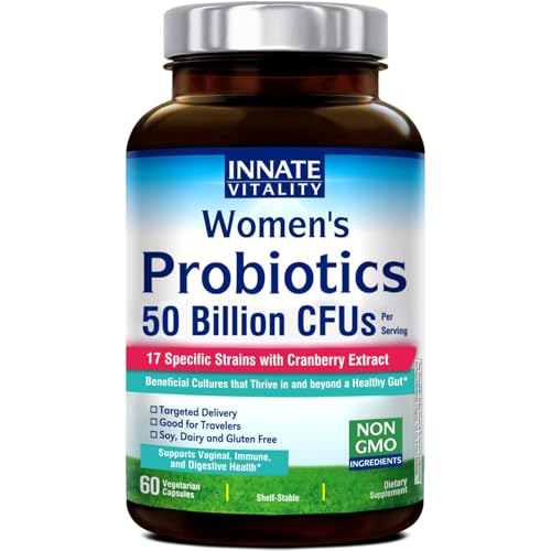INNATE Vitality Women's Probiotics - 50 Billion CFUs, 17 Strains with Prebiotics & Cranberry Extract (60 Capsules)