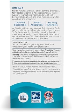 Nordic Naturals Omega-3 Lemon - 120 Soft Gels (690mg) - Superior Omega-3 Support