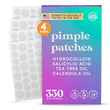LivaClean 330 CT Pimple Patches with Salicylic Acid, Tea Tree Oil & Calendula Oil - Four Sizes