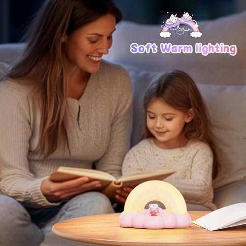 Rechargeable Rainbow LED Night Light - Touch Control with 3 Modes & Timer for Kids Nursery