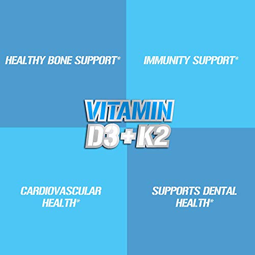 EVLution Nutrition Vitamin D3 + K2 - Immune & Bone Support - 60 Capsules