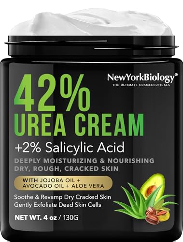 New York Biology 42% Urea Cream with 2% Salicylic Acid - Moisturizing Foot Cream for Dry Cracked Heels & Calloused Feet - 4 oz