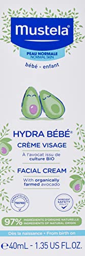 Mustela Hydra Bebe Face Cream - Daily Baby Moisturizer with Natural Avocado (Pack of 2) - 40ml Each