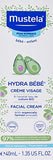 Mustela Hydra Bebe Face Cream - Daily Baby Moisturizer with Natural Avocado (Pack of 2) - 40ml Each