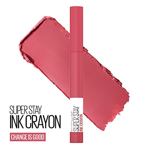 Maybelline Super Stay Ink Crayon Lipstick - Precision Tip Matte Lip Crayon with Built-in Sharpener, Longwear Up To 8Hrs, Change Is Good, Rose Pink (1 Count)