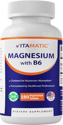 Vitamatic Magnesium Glycinate 500mg - 180 Vegetarian Tablets with B6