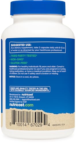 Nutricost Organic Reishi Mushroom Capsules 1500mg - 60 Servings