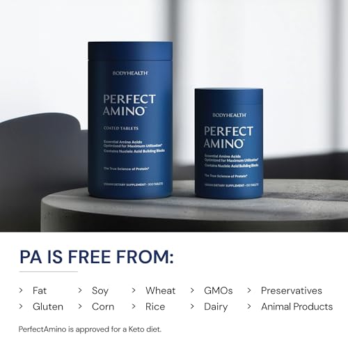 BodyHealth PerfectAmino Tablets: All 8 Essential Amino Acids + BCAAs for Muscle, Recovery & Strength