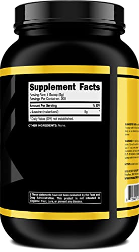 Primaforce L-Leucine Pure Powder 1KG - Non-GMO Gluten-Free BCAA Essential Amino Acid 200 Servings