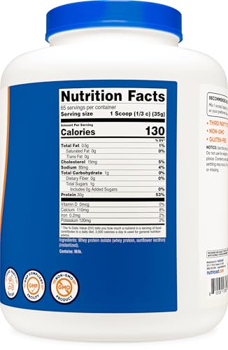 Nutricost Whey Protein Isolate Unflavored - 5LBS