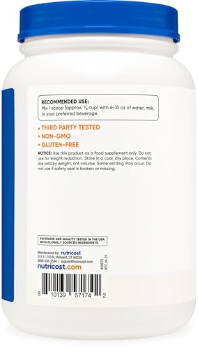 Nutricost Whey Protein Isolate (Unflavored) 2LBS - Pure Protein, No Additives, High Bioavailability