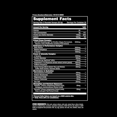 Animal Primal Muscle Hydration Preworkout Powder Strawberry Watermelon 17.9 oz