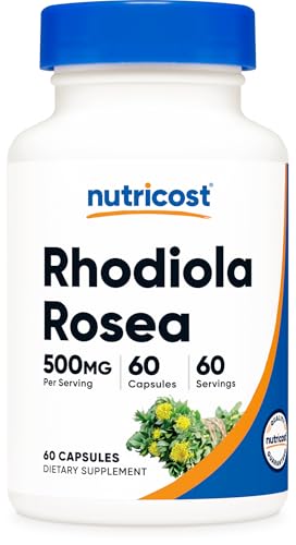 Rhodiola Rosea 500mg, 60 Gluten Free, Non-GMO Vegetarian Capsules