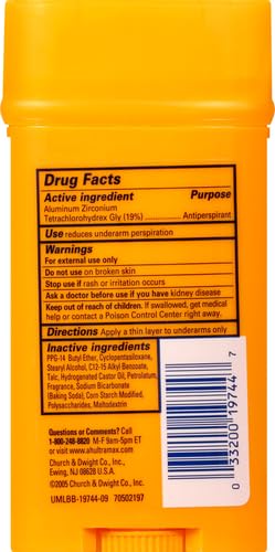 ARM & HAMMER Ultra Max Invisible Solid Wide Stick Antiperspirant Deodorant, Active Sport - 2.6 oz