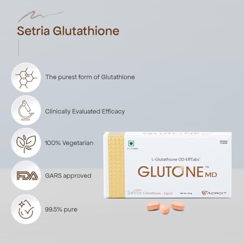 Glutone MD Glutathione Mouth-Dissolving Tablets | 100mg Setria L-Glutathione | Radiant Glow & Even Skin Tone | Pack of 30 (Orange)