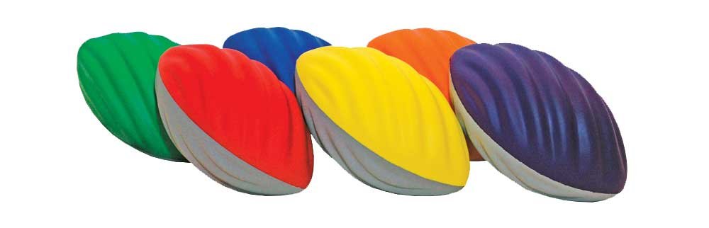 9-Inch Spiral Foam Football Set (6 Colors, 6 Pack)