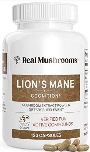 Real Mushrooms Lion's Mane Cognition Capsules - 120 Pieces for Brain Health