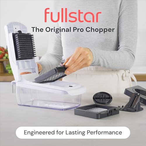Fullstar Pro Vegetable Chopper & Spiralizer - 4-Blade Slicer Dicer Cutter with Container