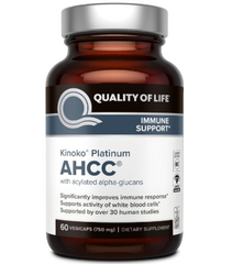 Quality of Life Premium Kinoko Platinum AHCC Herbal Supplement, 750mg of AHCC per Capsule, for Immune Support, Liver Function, Maintains Natural Killer Cell Activity, 1 Pack, 60 Veggie Capsules