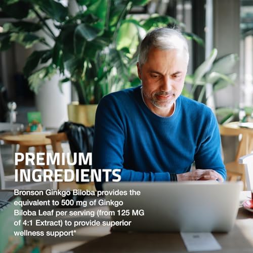 Bronson Ginkgo Biloba Extra Strength Brain Function & Memory Support Vegetarian Capsules (120 Count)
