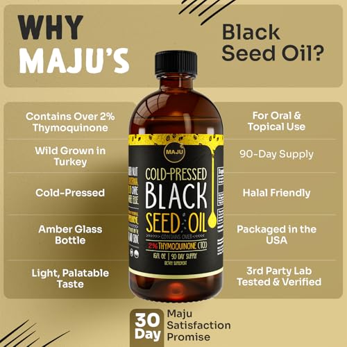 Maju Superfoods Black Seed Oil - 16oz Triple Thymoquinone Cold Pressed Turkish Nigella Sativa