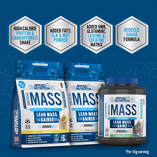 Applied Nutrition Critical Mass Professional Weight Gainer Protein Powder - High Calorie Lean Mass Builder, Chocolate Flavor