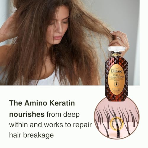 Moist Diane Perfect Beauty Extra Damage Repair Hair Shampoo - Organic Keratin for Scalp Refresh, 15.2 fl oz