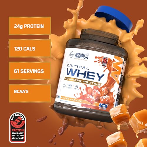 Applied Nutrition Critical Whey Protein Powder 2kg - High Protein, Muscle Building Supplement with BCAAs & Glutamine | Salted Caramel