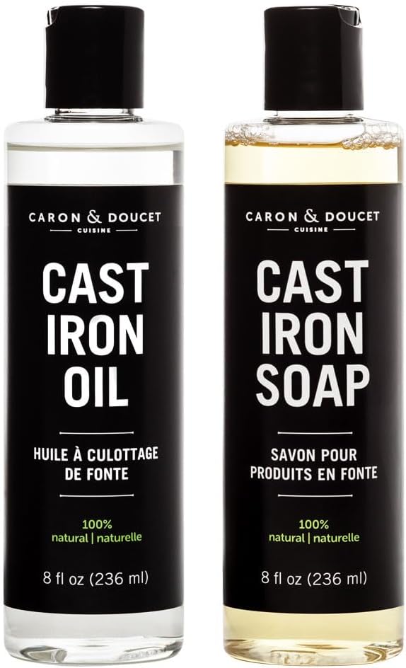 Caron Doucet Cast Iron Care Bundle (8oz Bullet) - Plant-Based Oil & Soap"