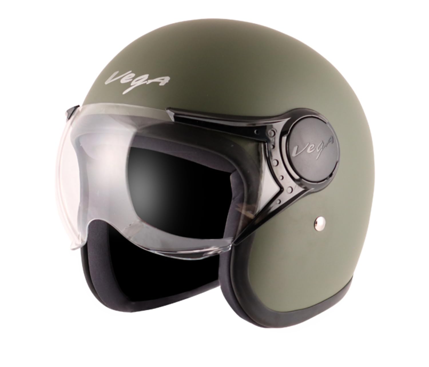 Vega Jet ISI DOT Certified Open Face Helmet - Dull Army Green (Size L)