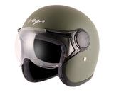 Vega Jet ISI DOT Certified Open Face Helmet - Dull Army Green (Size L)