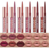 YOOJ® 12 Pcs Matte Liquid Lipstick & Lip Liner Set - Nude Lipsticks