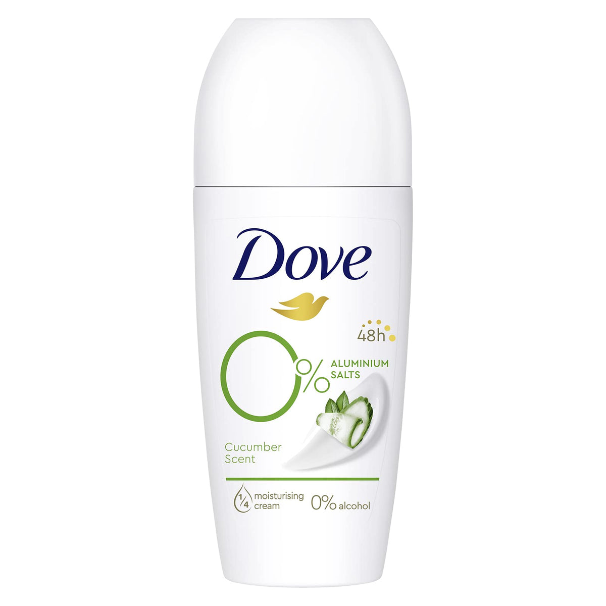 Dove Deodorant Roll-On Cucumber Fragrance - Aluminum-Free, 48H Protection, 50ml