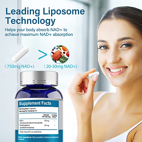 Liposomal NAD+ Supplement 500 mg with TMG - High Absorption for Cellular Energy & Age Resistance