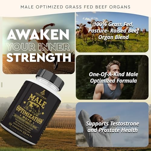 Ancestral Supplements Mofo: Grass Fed Beef Organ Supplement for Men's Health & Energy (180 Caps)