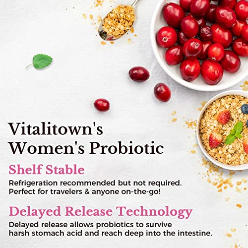 Vitalitown Women's Probiotics 120 Billion CFU - 30 Strains with Prebiotics, Enzymes & Cranberry - 30 Veg Caps