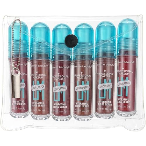 LoveMe Beauty Liquid Lip IV Hydrating Gloss Serum - High Pigment Wet Shine Finish | Up to 12HR Hydration | 6 Pack (0.16 fl. oz/3g Each)