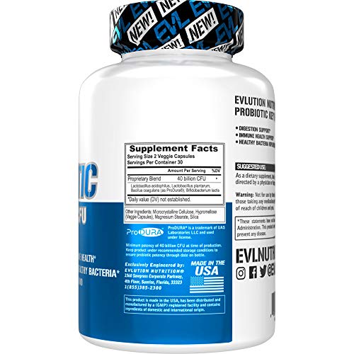 EVLution Nutrition Ultra Pure Probiotic 40 Billion CFU - 60 Capsules