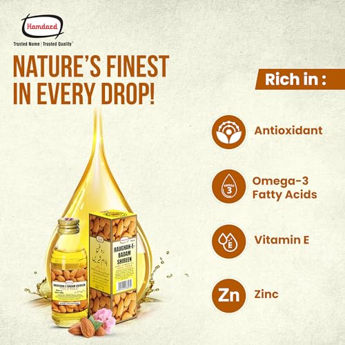 Hamdard Roghan Badam Shirin Sweet Almond Oil - Pure & Nourishing, 100ml