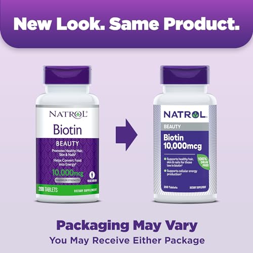 Natrol Biotin Maximum Strength Tablets - 10,000 mcg (200 Count) for Hair, Skin & Nails