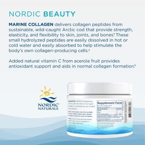 Nordic Naturals Nordic Beauty Marine Collagen: Strawberry Flavored Powder for Radiant Skin (150g)